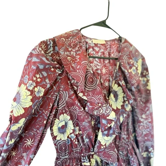 Ulla Johnson Lola Burgundy floral Mini Dress